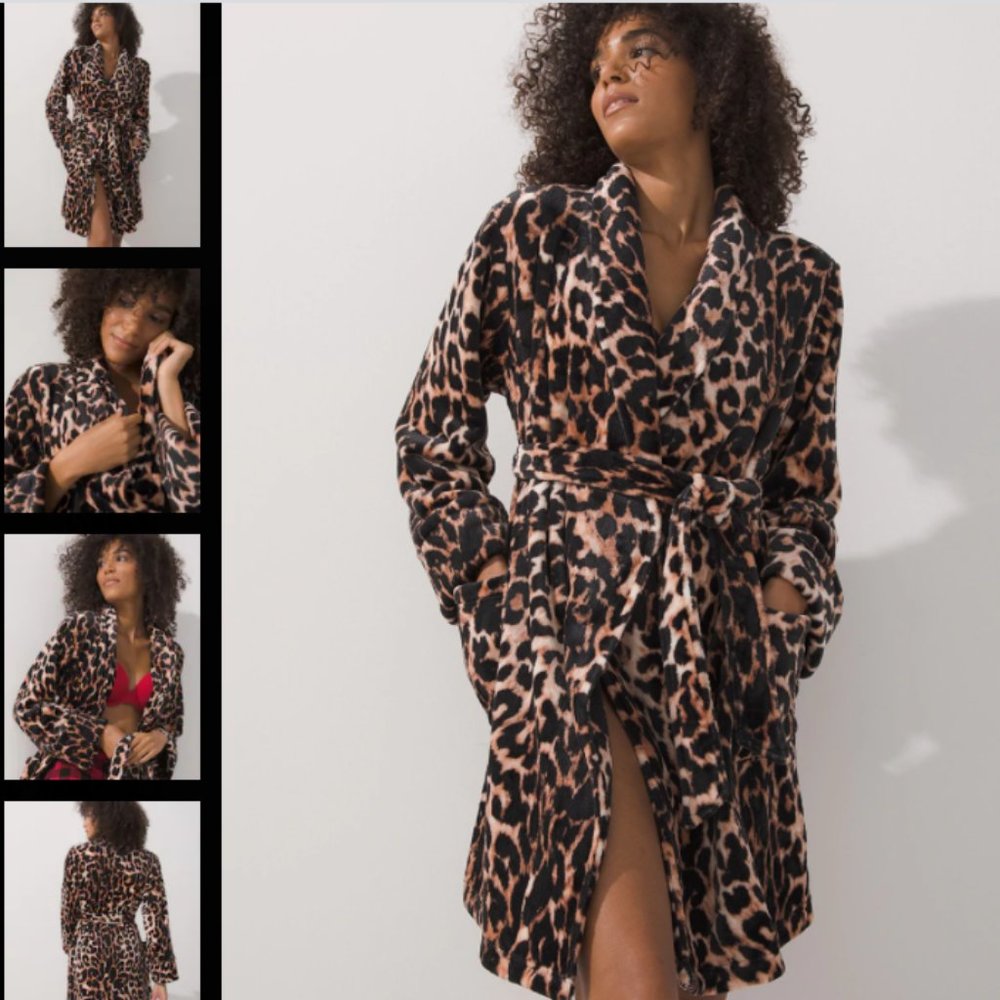 Soma Robe Leopard Plush Embraceable NEW - Picture 4 of 8